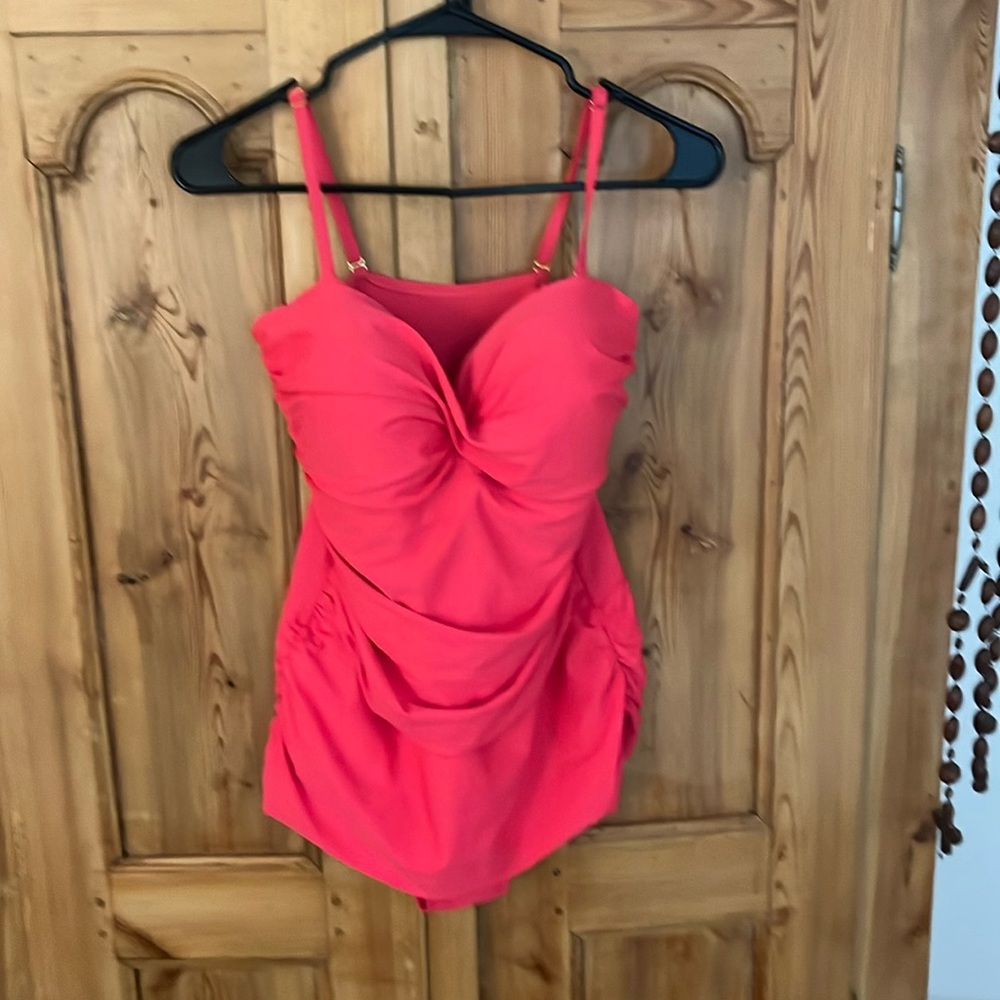 Shore Shapes Swimwear; Worn Once; Coral Red, size 12